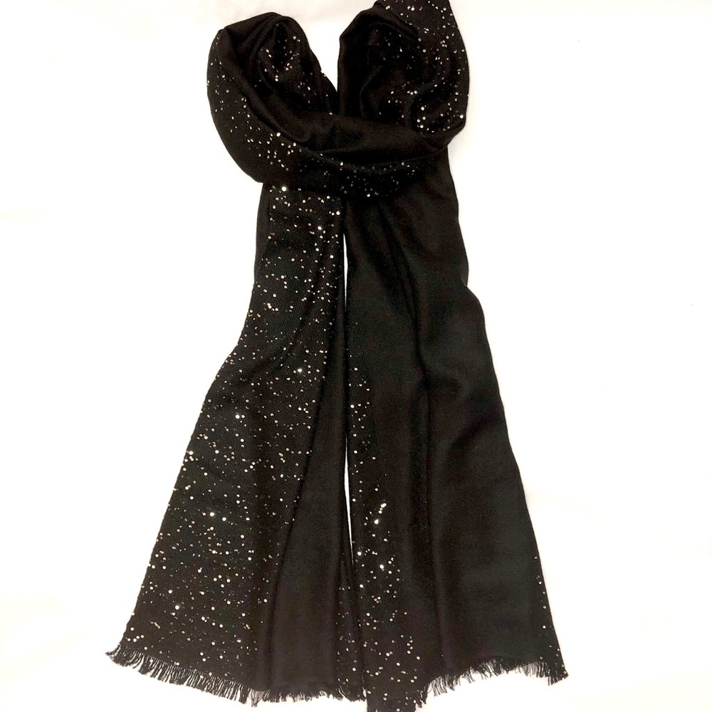Sequined 63Cashmere 28Cotton 9Silk Scarf